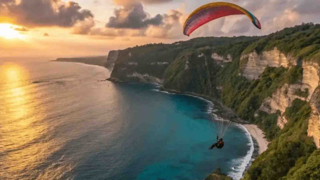 aktivitas seru di bali 2026 paralayang uluwatu dengan view tebing dan laut biru